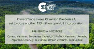 클라이밋트레이드, 700만유로 조달하며 프리-시리즈 A 마감… 새로운 시장에서 세계 최초의 기후 마켓플레이스 확대 위해 1300만유로 추가 조달 계획